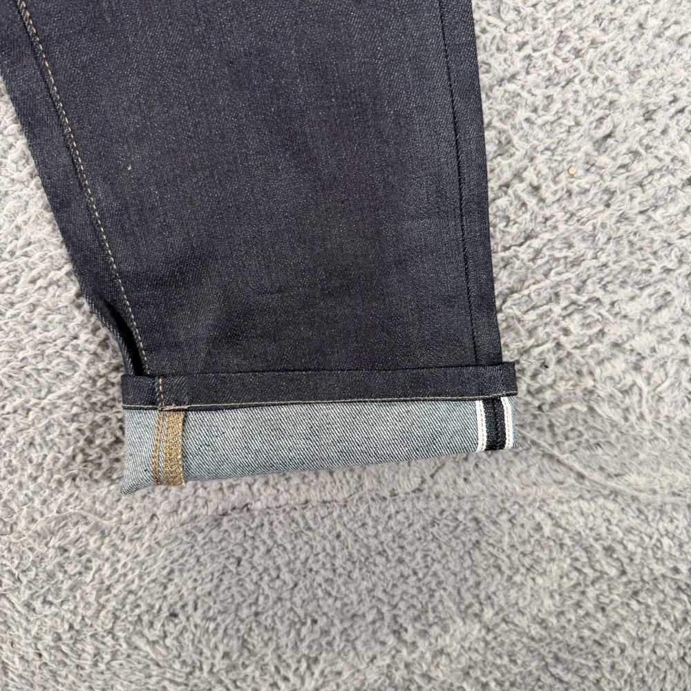 Uniqlo Jeans Men's 34x31 Black Cotton Denim Straight Dark Wash Workwear Stretch